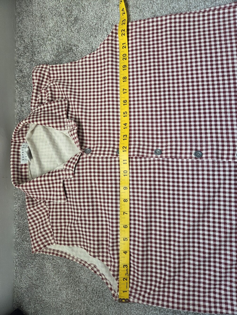 Vintage Burgundy Gingham Sleeveless Shirt - Picture 4 of 16
